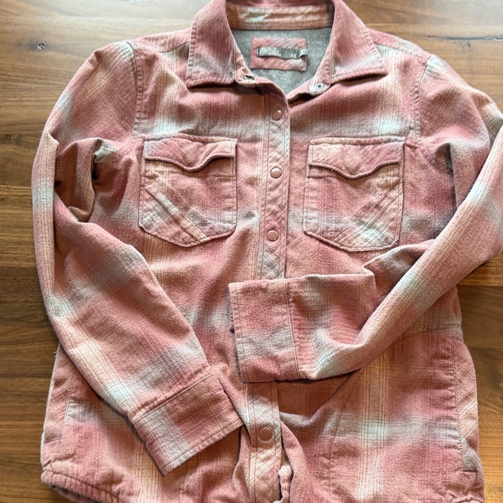 Prana Extra Small Plaid Button-Down – Pink & Gray